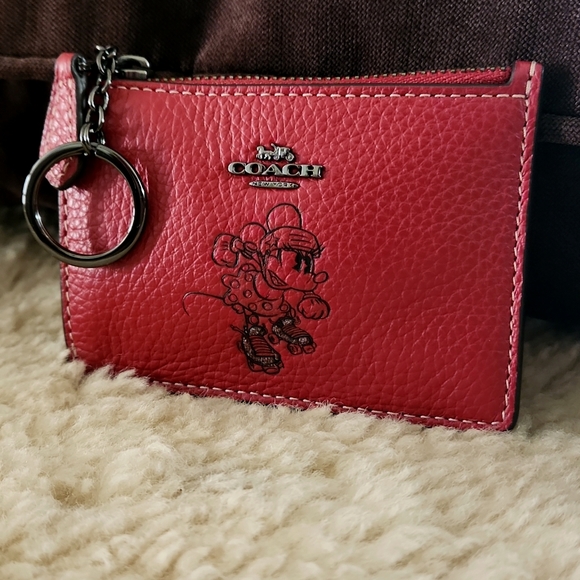 NWOT Coach Disney X Red Leather Rollerblading Minnie Mouse Small Wallet ♥️ 🐭🖤 - Picture 14 of 14